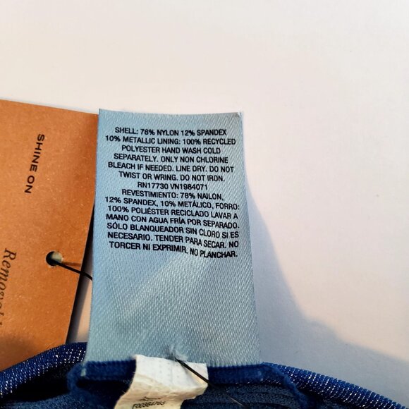 Shade & Shore Blue Glitter Halter One-Piece Swimsuit Size S (4-6) Nylon/Spandex - Picture 6 of 10